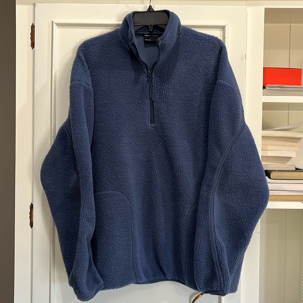 ASOS design - Blue fleece, half zip pullover